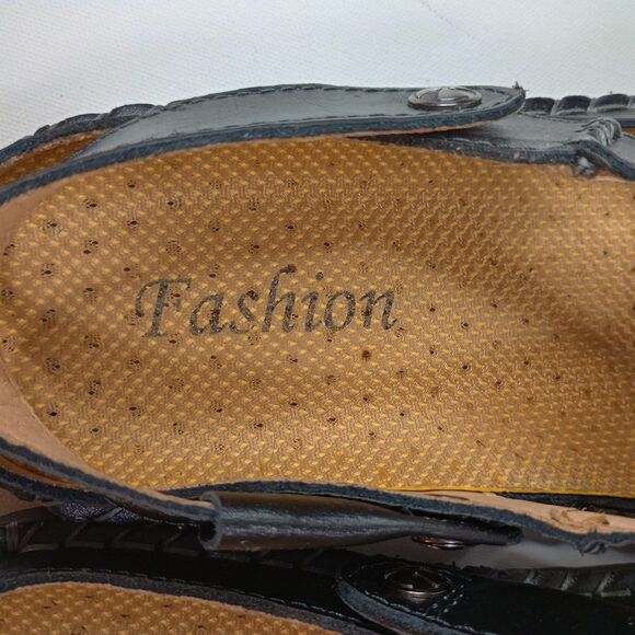 Men’s Leather Fisherman Sandals Closed Toe Walking Summer Shoes Black S 45 main image 6